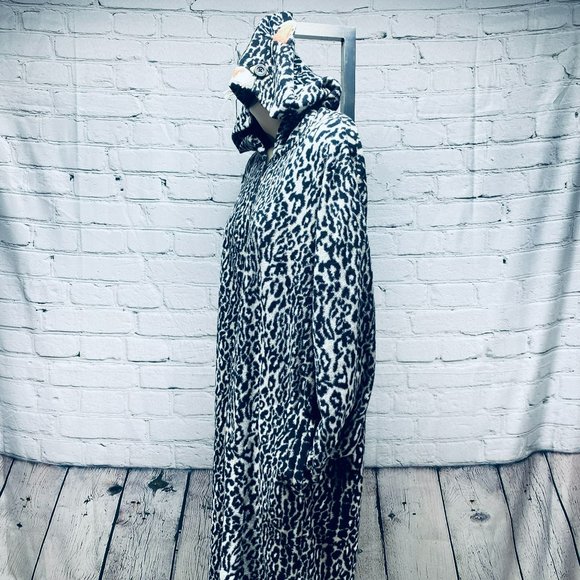 Nick & Nora Pajama One Piece Animal Leopard Print XL PJ With Hoodie Sleepwear - Picture 7 of 12